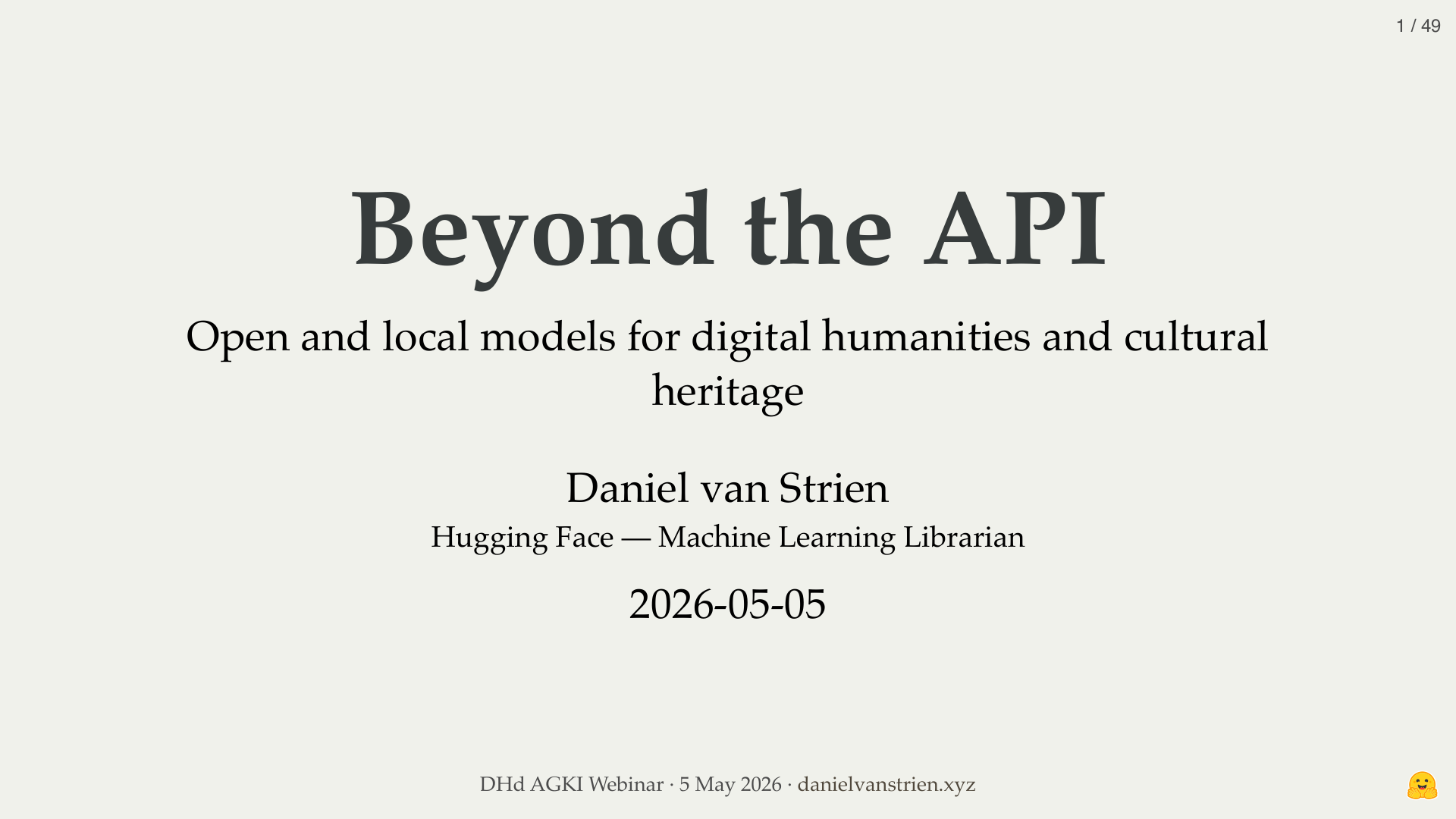 Beyond the API. Open and local models for digital humanities and cultural heritage
