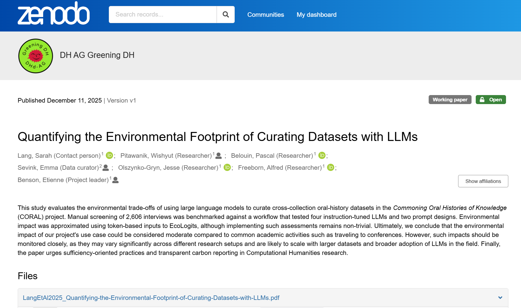 Environmental Footprint of LLMs